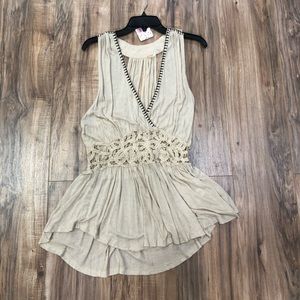 NWT Free People beige/brown blouse